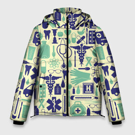 Мужская зимняя куртка 3D с принтом Медицина в Белгороде, верх — 100% полиэстер; подкладка — 100% полиэстер; утеплитель — 100% полиэстер | длина ниже бедра, свободный силуэт Оверсайз. Есть воротник-стойка, отстегивающийся капюшон и ветрозащитная планка. 

Боковые карманы с листочкой на кнопках и внутренний карман на молнии. | medical | pattern | аптека | аптечка | градус | лекарства | медицина | узор