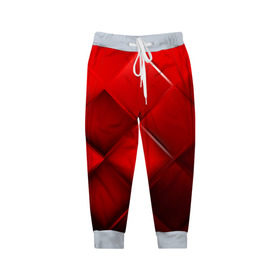Детские брюки 3D с принтом Red squares в Белгороде, 100% полиэстер | манжеты по низу, эластичный пояс регулируется шнурком, по бокам два кармана без застежек, внутренняя часть кармана из мелкой сетки | абстракция | геометрия | квадрат | текстура