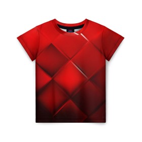 Детская футболка 3D с принтом Red squares в Белгороде, 100% гипоаллергенный полиэфир | прямой крой, круглый вырез горловины, длина до линии бедер, чуть спущенное плечо, ткань немного тянется | абстракция | геометрия | квадрат | текстура