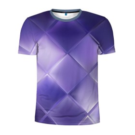 Мужская футболка 3D спортивная с принтом Фиолетовые грани в Белгороде, 100% полиэстер с улучшенными характеристиками | приталенный силуэт, круглая горловина, широкие плечи, сужается к линии бедра | абстракция | геометрия | квадрат | текстура | фиолетовый