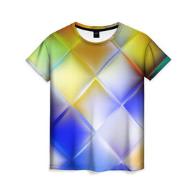 Женская футболка 3D с принтом Colorful squares в Белгороде, 100% полиэфир ( синтетическое хлопкоподобное полотно) | прямой крой, круглый вырез горловины, длина до линии бедер | Тематика изображения на принте: 