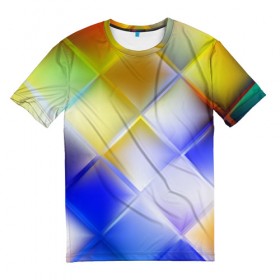 Мужская футболка 3D с принтом Colorful squares в Белгороде, 100% полиэфир | прямой крой, круглый вырез горловины, длина до линии бедер | 