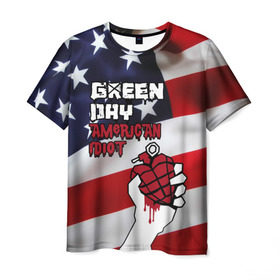 Мужская футболка 3D с принтом Green Day American Idiot в Белгороде, 100% полиэфир | прямой крой, круглый вырез горловины, длина до линии бедер | american idiot | green day | альтернативный | билли джо армстронг | грин дей | группа | зелёный день | майк дёрнт | музыка | панк | поп | поппанк | рок | сша | тре кул | флаг