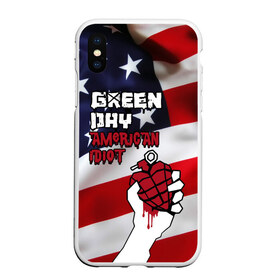 Чехол для iPhone XS Max матовый с принтом Green Day American Idiot в Белгороде, Силикон | Область печати: задняя сторона чехла, без боковых панелей | american idiot | green day | альтернативный | билли джо армстронг | грин дей | группа | зелёный день | майк дёрнт | музыка | панк | поп | поппанк | рок | сша | тре кул | флаг