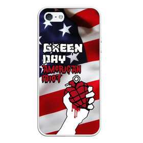 Чехол для iPhone 5/5S матовый с принтом Green Day American Idiot в Белгороде, Силикон | Область печати: задняя сторона чехла, без боковых панелей | american idiot | green day | альтернативный | билли джо армстронг | грин дей | группа | зелёный день | майк дёрнт | музыка | панк | поп | поппанк | рок | сша | тре кул | флаг