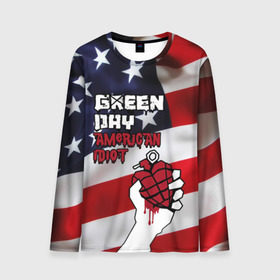Мужской лонгслив 3D с принтом Green Day American Idiot в Белгороде, 100% полиэстер | длинные рукава, круглый вырез горловины, полуприлегающий силуэт | american idiot | green day | альтернативный | билли джо армстронг | грин дей | группа | зелёный день | майк дёрнт | музыка | панк | поп | поппанк | рок | сша | тре кул | флаг