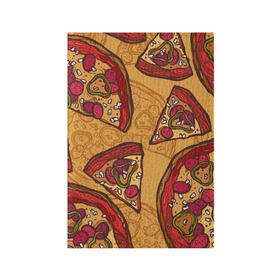 Обложка для паспорта матовая кожа с принтом Пицца в Белгороде, натуральная матовая кожа | размер 19,3 х 13,7 см; прозрачные пластиковые крепления | pattern | pizza | еда | пицца | узор