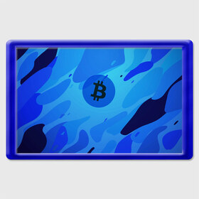 Магнит 45*70 с принтом Blue Sea Camo Bitcoin в Белгороде, Пластик | Размер: 78*52 мм; Размер печати: 70*45 | blue | camo | camouflage | coin | crypto | currency | ethereum | litecoin | mining | token | биткоин | биток | камо | камуфляж | крипта | крипто | криптовалюта | лайткоин | майнинг | ферма | эфир