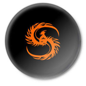Значок с принтом phoenix в Белгороде,  металл | круглая форма, металлическая застежка в виде булавки | phenix | phoenix | огненная птица | огонь
