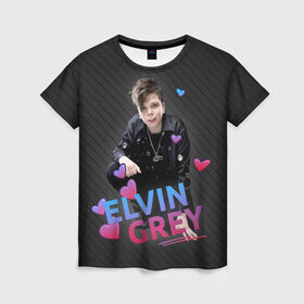 Женская футболка 3D с принтом Love Elvin Grey в Белгороде, 100% полиэфир ( синтетическое хлопкоподобное полотно) | прямой крой, круглый вырез горловины, длина до линии бедер | elvin grey | элвин грей