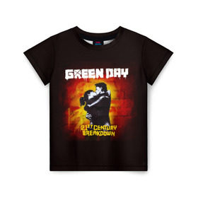 Детская футболка 3D с принтом Поцелуй Green Day в Белгороде, 100% гипоаллергенный полиэфир | прямой крой, круглый вырез горловины, длина до линии бедер, чуть спущенное плечо, ткань немного тянется | american idiot | green day | альтернативный | билли джо армстронг | грин дей | группа | зелёный день | майк дёрнт | музыка | панк | поп | поппанк | поцелуй | рок | стена | тре кул