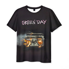 Мужская футболка 3D с принтом Green Day магнитофон в огне в Белгороде, 100% полиэфир | прямой крой, круглый вырез горловины, длина до линии бедер | american idiot | green day | альтернативный | билли джо армстронг | грин дей | группа | зелёный день | майк дёрнт | музыка | панк | поп | поппанк | рок | тре кул