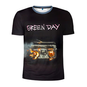 Мужская футболка 3D спортивная с принтом Green Day магнитофон в огне в Белгороде, 100% полиэстер с улучшенными характеристиками | приталенный силуэт, круглая горловина, широкие плечи, сужается к линии бедра | american idiot | green day | альтернативный | билли джо армстронг | грин дей | группа | зелёный день | майк дёрнт | музыка | панк | поп | поппанк | рок | тре кул