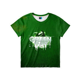 Детская футболка 3D с принтом Зелень Green Day в Белгороде, 100% гипоаллергенный полиэфир | прямой крой, круглый вырез горловины, длина до линии бедер, чуть спущенное плечо, ткань немного тянется | american idiot | green day | альтернативный | билли джо армстронг | грин дей | группа | зелёный день | майк дёрнт | музыка | панк | поп | поппанк | поцелуй | рок | тре кул