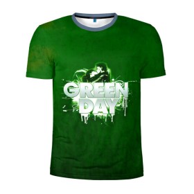 Мужская футболка 3D спортивная с принтом Зелень Green Day в Белгороде, 100% полиэстер с улучшенными характеристиками | приталенный силуэт, круглая горловина, широкие плечи, сужается к линии бедра | Тематика изображения на принте: american idiot | green day | альтернативный | билли джо армстронг | грин дей | группа | зелёный день | майк дёрнт | музыка | панк | поп | поппанк | поцелуй | рок | тре кул