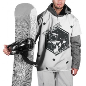 Накидка на куртку 3D с принтом Space travel в Белгороде, 100% полиэстер |  | белый | звезды | космос | скафандр | черный