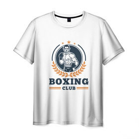 Мужская футболка 3D с принтом BOXING CLUB в Белгороде, 100% полиэфир | прямой крой, круглый вырез горловины, длина до линии бедер | бокс | клуб | перчатки | спорт | чемпион