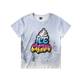 Детская футболка 3D с принтом Ice Cream в Белгороде, 100% гипоаллергенный полиэфир | прямой крой, круглый вырез горловины, длина до линии бедер, чуть спущенное плечо, ткань немного тянется | 