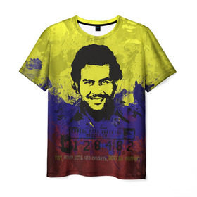 Мужская футболка 3D с принтом Пабло Эскобар в Белгороде, 100% полиэфир | прямой крой, круглый вырез горловины, длина до линии бедер | колумбия | пабло | эскобар
