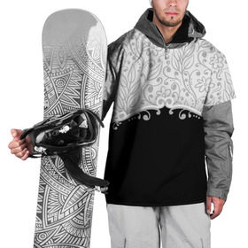 Накидка на куртку 3D с принтом Флористика в Белгороде, 100% полиэстер |  | Тематика изображения на принте: лист | серый | узор | цветы | черный