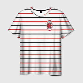 Мужская футболка 3D с принтом AC Milan - Stripe white в Белгороде, 100% полиэфир | прямой крой, круглый вырез горловины, длина до линии бедер | Тематика изображения на принте: ac | fc | football | milan | милан | футбол