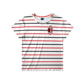 Детская футболка 3D с принтом AC Milan - Stripe white в Белгороде, 100% гипоаллергенный полиэфир | прямой крой, круглый вырез горловины, длина до линии бедер, чуть спущенное плечо, ткань немного тянется | ac | fc | football | milan | милан | футбол