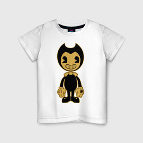 Детская футболка хлопок с принтом Bendy в Белгороде, 100% хлопок | круглый вырез горловины, полуприлегающий силуэт, длина до линии бедер | bendy and the ink machine