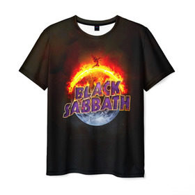 Мужская футболка 3D с принтом Black Sabbath земля в огне в Белгороде, 100% полиэфир | прямой крой, круглый вырез горловины, длина до линии бедер | black sabbath | группа | метал | надпись | оззи | осборн | хард рок | хеви метал