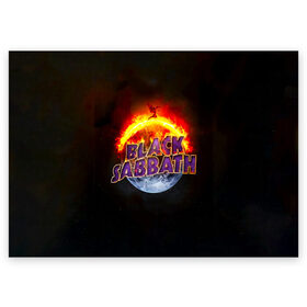 Поздравительная открытка с принтом Black Sabbath земля в огне в Белгороде, 100% бумага | плотность бумаги 280 г/м2, матовая, на обратной стороне линовка и место для марки
 | black sabbath | группа | метал | надпись | оззи | осборн | хард рок | хеви метал