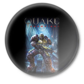 Значок с принтом Quake champions в Белгороде,  металл | круглая форма, металлическая застежка в виде булавки | quake