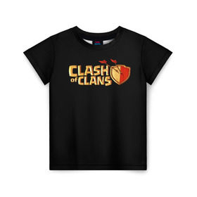 Детская футболка 3D с принтом Clash of Clans в Белгороде, 100% гипоаллергенный полиэфир | прямой крой, круглый вырез горловины, длина до линии бедер, чуть спущенное плечо, ткань немного тянется | Тематика изображения на принте: игра | кланс | клэш | онлайн | оф | стратегия