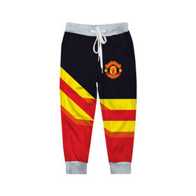 Детские брюки 3D с принтом Manchester United 2018 в Белгороде, 100% полиэстер | манжеты по низу, эластичный пояс регулируется шнурком, по бокам два кармана без застежек, внутренняя часть кармана из мелкой сетки | Тематика изображения на принте: 