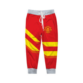 Детские брюки 3D с принтом Manchester United 2018 #3 в Белгороде, 100% полиэстер | манжеты по низу, эластичный пояс регулируется шнурком, по бокам два кармана без застежек, внутренняя часть кармана из мелкой сетки | 