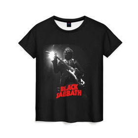 Женская футболка 3D с принтом Black Sabbath в Белгороде, 100% полиэфир ( синтетическое хлопкоподобное полотно) | прямой крой, круглый вырез горловины, длина до линии бедер | black sabbath | ozzy osbourne | билл уорд | гизер батлер | гитара | группа | метал | музыка | надпись | оззи | осборн | песни | рок | солист | тони айомми | хард рок | хеви метал