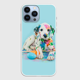 Чехол для iPhone 13 Pro Max с принтом Юный художник в Белгороде,  |  | animal | dog | дог | долматинец | друг | краски | собака | художник | щенок