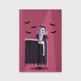 Обложка для паспорта матовая кожа с принтом Дракула в Белгороде, натуральная матовая кожа | размер 19,3 х 13,7 см; прозрачные пластиковые крепления | dracula | halloween | helloween | вампир | день всех святых | детям | для детей | хеллоуин | хеловин | хэллоуин