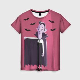 Женская футболка 3D с принтом Дракула в Белгороде, 100% полиэфир ( синтетическое хлопкоподобное полотно) | прямой крой, круглый вырез горловины, длина до линии бедер | dracula | halloween | helloween | вампир | день всех святых | детям | для детей | хеллоуин | хеловин | хэллоуин