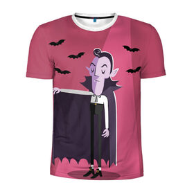 Мужская футболка 3D спортивная с принтом Дракула в Белгороде, 100% полиэстер с улучшенными характеристиками | приталенный силуэт, круглая горловина, широкие плечи, сужается к линии бедра | dracula | halloween | helloween | вампир | день всех святых | детям | для детей | хеллоуин | хеловин | хэллоуин