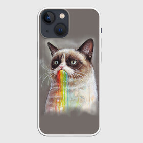 Чехол для iPhone 13 mini с принтом Grumpy Cat в Белгороде,  |  | animal | cat | grumpy cat | животное | кот | котенок | кошка | радуга