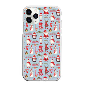 Чехол для iPhone 11 Pro матовый с принтом Рождественская Милота в Белгороде, Силикон |  | дед мороз | заяц | колокольчик | лиса | лисичка | медведь | олень | омела | пингвин | санта клаус