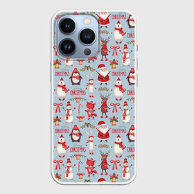 Чехол для iPhone 13 Pro с принтом Рождественская Милота в Белгороде,  |  | дед мороз | заяц | колокольчик | лиса | лисичка | медведь | олень | омела | пингвин | санта клаус