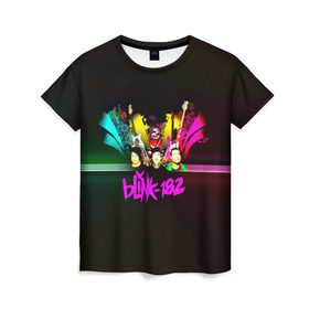 Женская футболка 3D с принтом Группа Blink-182 в Белгороде, 100% полиэфир ( синтетическое хлопкоподобное полотно) | прямой крой, круглый вырез горловины, длина до линии бедер | 