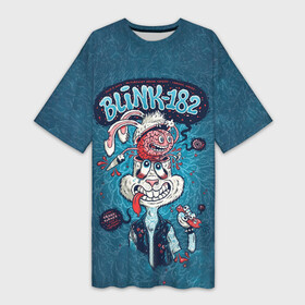 Платье-футболка 3D с принтом Заяц Blink 182 в Белгороде,  |  | blink | альтернативный рок | блинк | группа | марк хоппус | музыка | мэтт скиба | надпись | панк | панк рок | песни | поп панк | рок | скейт панк | смайл | смайлик | трэвис баркер