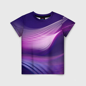 Детская футболка 3D с принтом Фиолетовые Волны в Белгороде, 100% гипоаллергенный полиэфир | прямой крой, круглый вырез горловины, длина до линии бедер, чуть спущенное плечо, ткань немного тянется | линии | узоры | фиолетовый | цвет