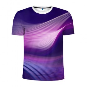 Мужская футболка 3D спортивная с принтом Фиолетовые Волны в Белгороде, 100% полиэстер с улучшенными характеристиками | приталенный силуэт, круглая горловина, широкие плечи, сужается к линии бедра | линии | узоры | фиолетовый | цвет
