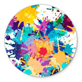 Коврик круглый с принтом Пятна краски в Белгороде, резина и полиэстер | круглая форма, изображение наносится на всю лицевую часть | абстракция | брызги | краска | пятно