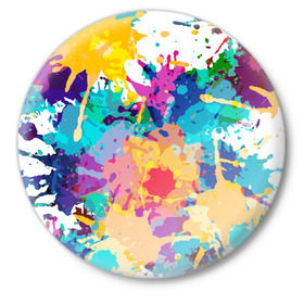 Значок с принтом Пятна краски в Белгороде,  металл | круглая форма, металлическая застежка в виде булавки | Тематика изображения на принте: абстракция | брызги | краска | пятно