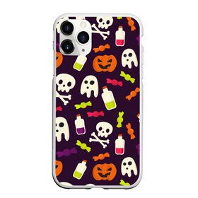 Чехол для iPhone 11 Pro Max матовый с принтом Halloween в Белгороде, Силикон |  | halloween | сладости | тыква | хэллоуин | череп
