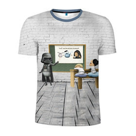 Мужская футболка 3D спортивная с принтом Вейдер-учитель в Белгороде, 100% полиэстер с улучшенными характеристиками | приталенный силуэт, круглая горловина, широкие плечи, сужается к линии бедра | 