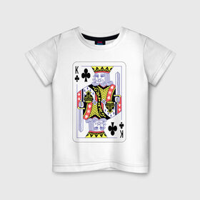 Детская футболка хлопок с принтом Король треф в Белгороде, 100% хлопок | круглый вырез горловины, полуприлегающий силуэт, длина до линии бедер | карты | колода | крести | масть